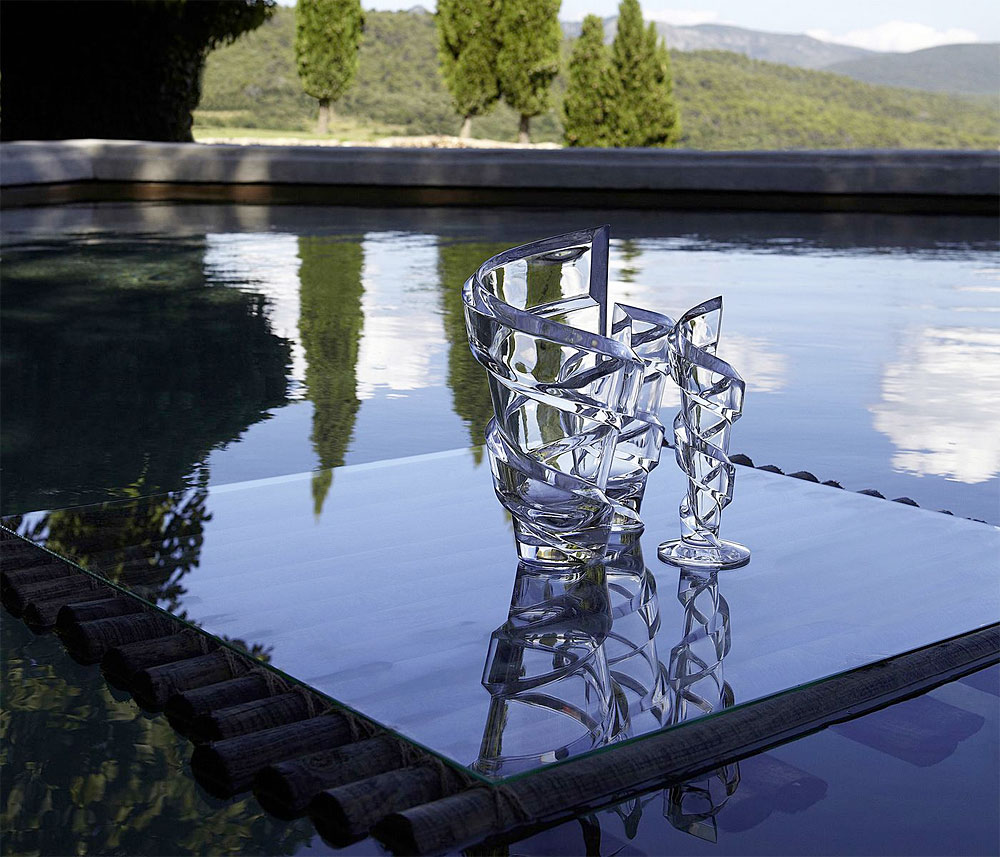 バカラ スパイラルフラワーベース 共箱 高さ21㎝ 東Y7-0204☆1Fトヒト