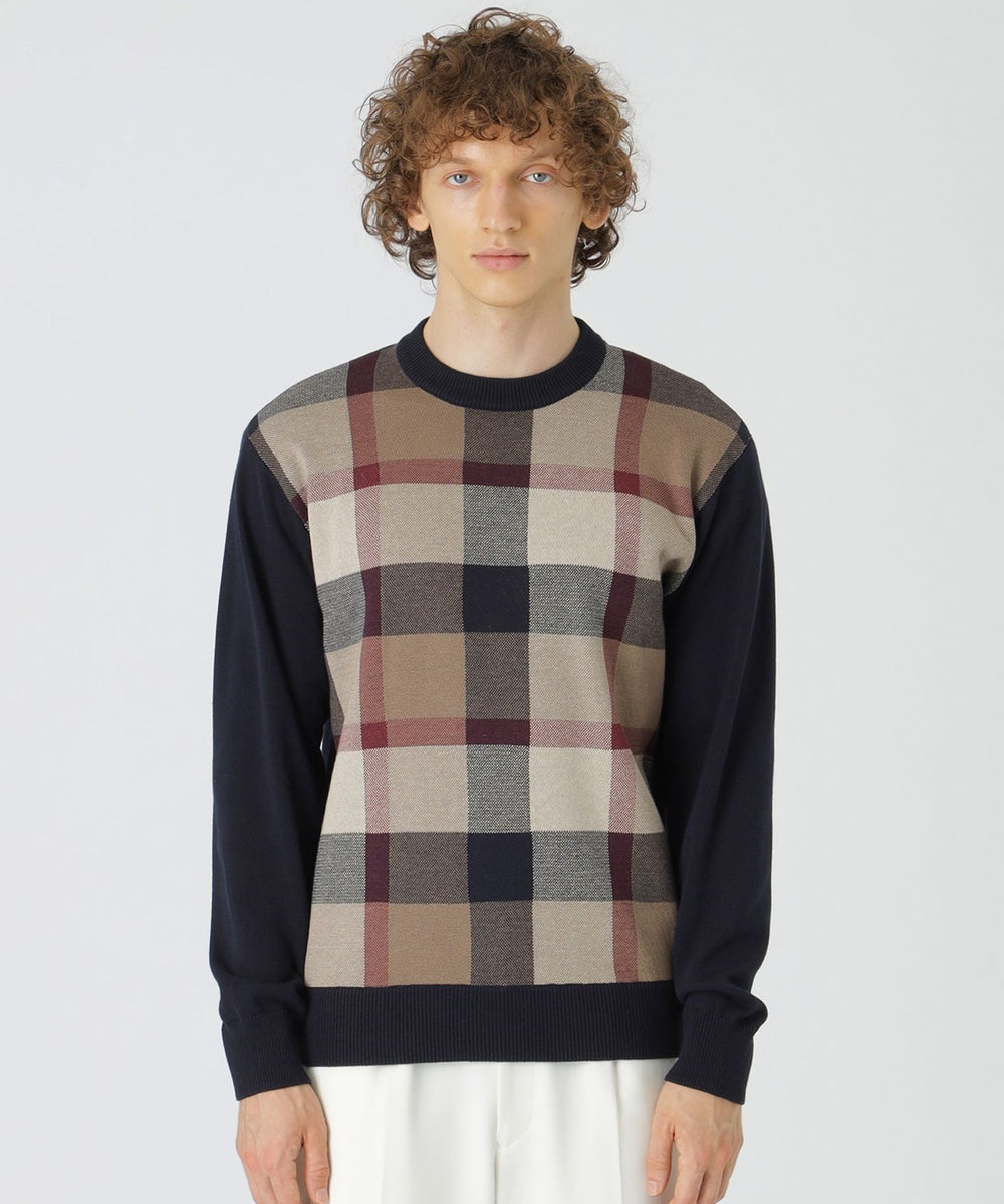 一部店舗限定】パネルクレストブリッジチェックニット（ニットウェア