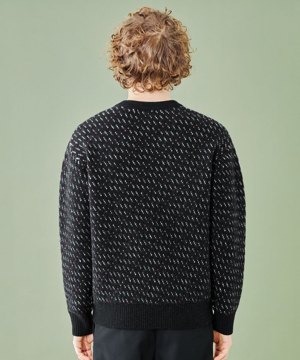 WEB限定】バーズアイジャカードVネックニット（WEB限定）｜BLACK LABEL