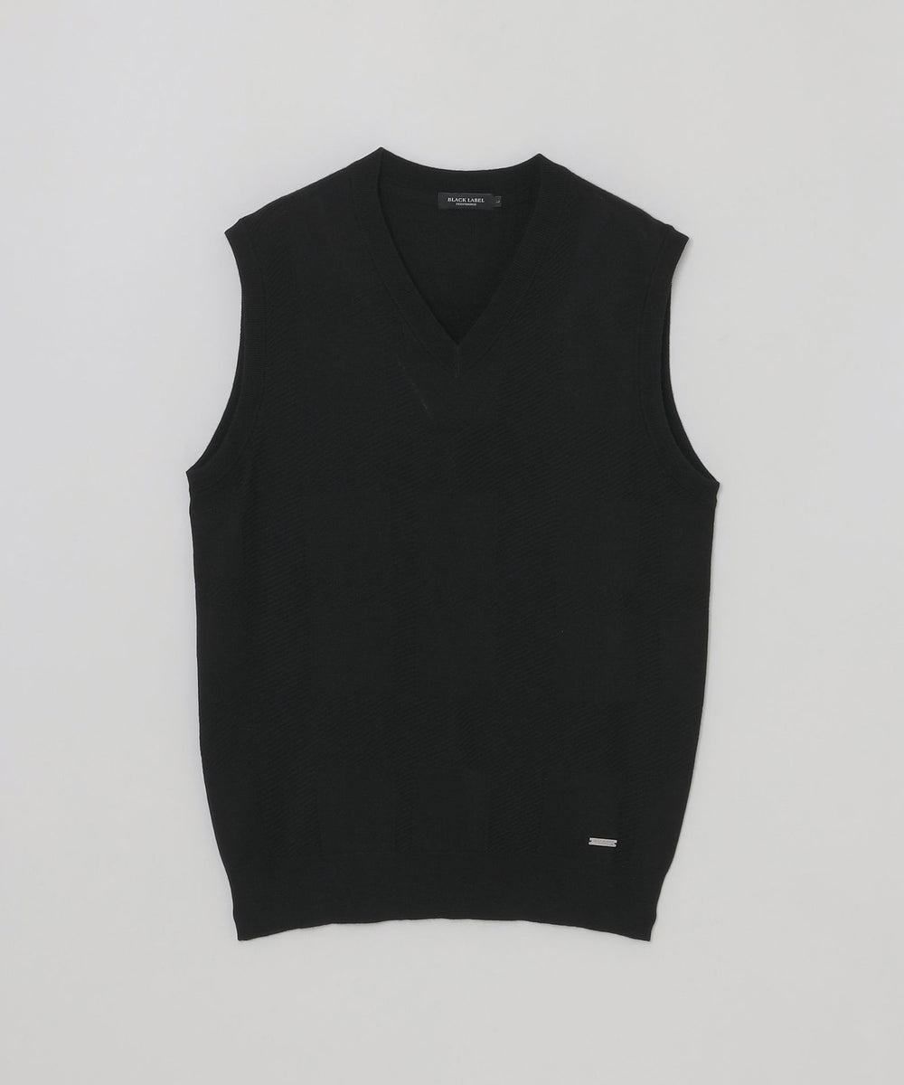 WEB限定】シャドーチェックニットベスト（ニットウェア）｜BLACK LABEL
