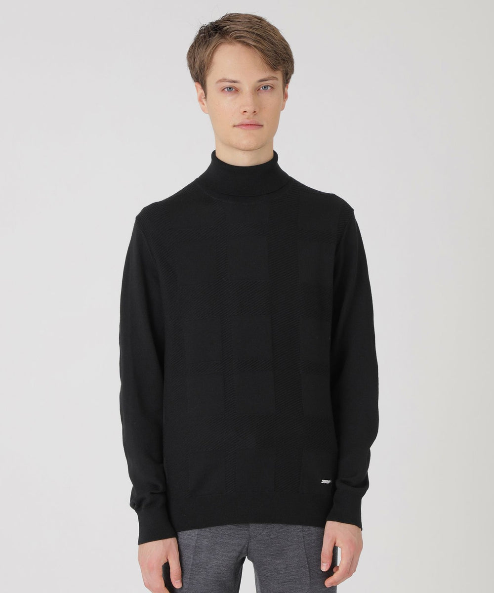 シャドーチェックタートルネックニット（ニットウェア）｜BLACK LABEL