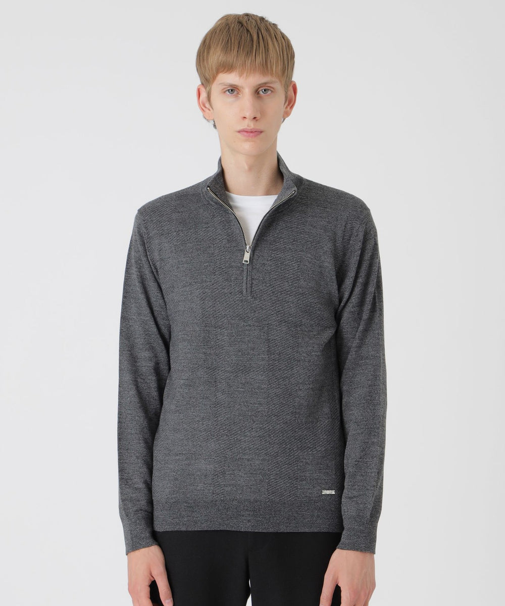 シャドーチェックハーフジップニット（ニットウェア）｜BLACK LABEL