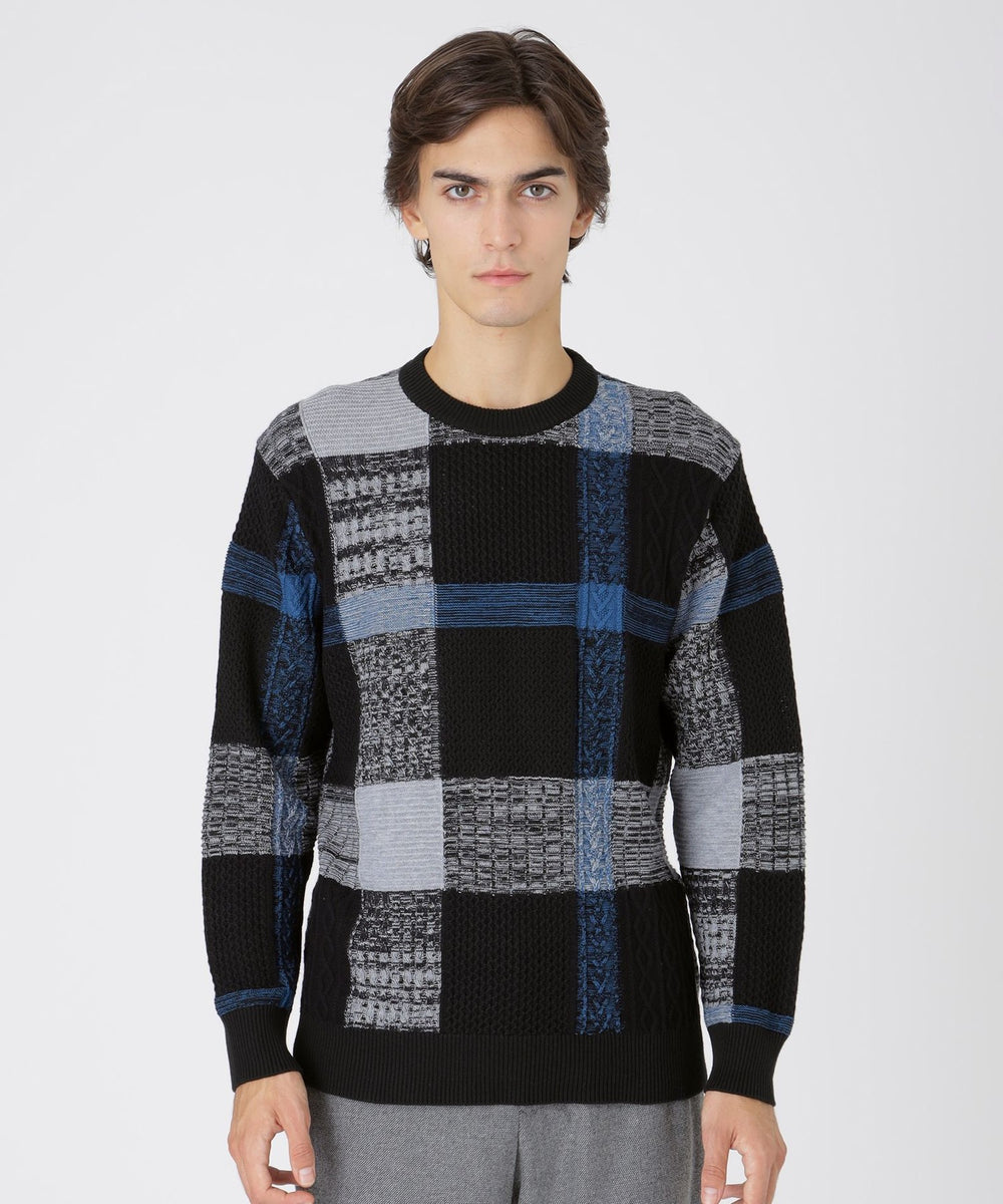 テクスチャーミックスクレストブリッジチェックニット（ニットウェア