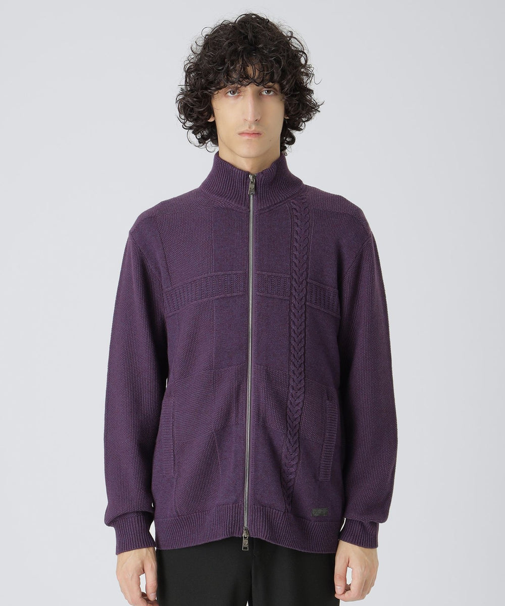 プレーティングカラーシャドーチェックドライバーズニット（ニット