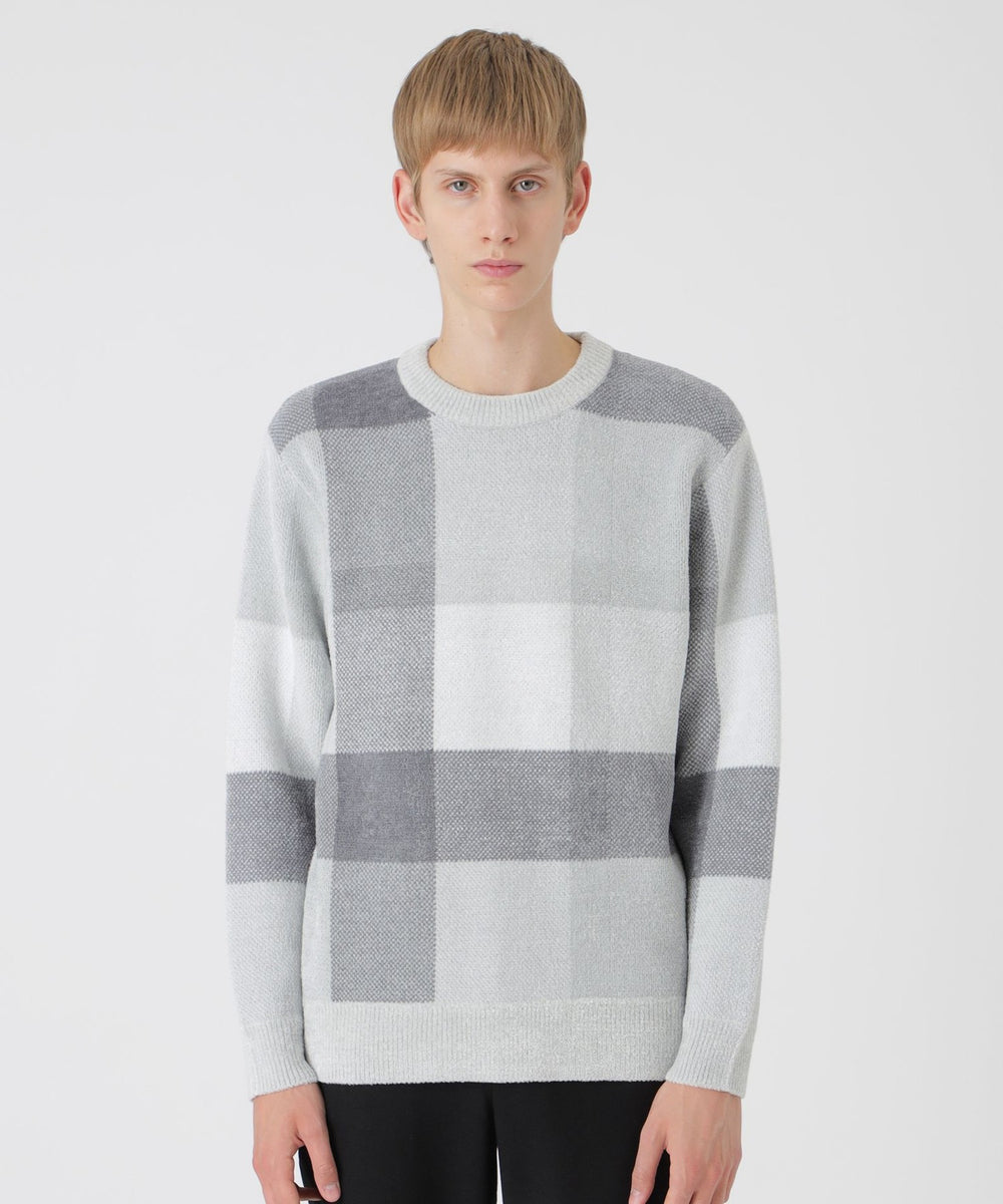 フェザークレストブリッジチェックニット（ニットウェア）｜BLACK