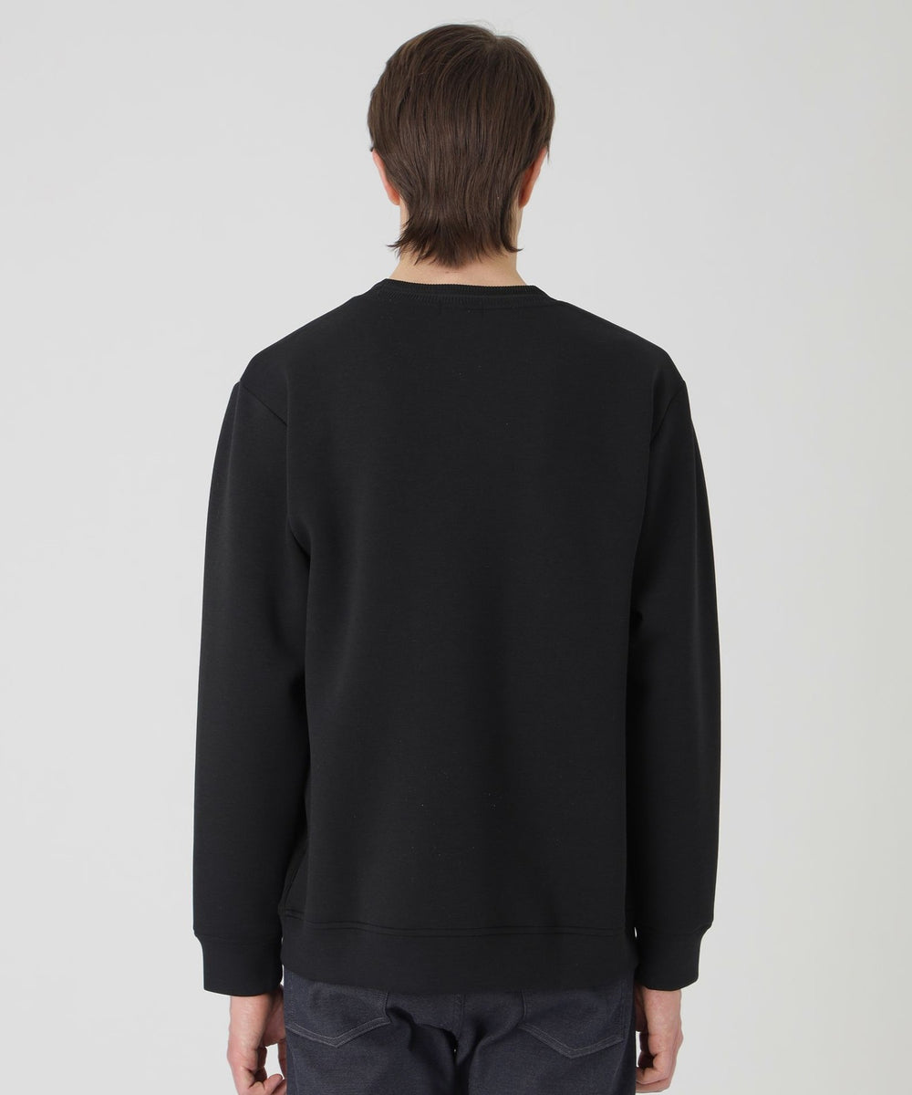 チェックニットドッキングスウェットシャツ（カットソー）｜BLACK