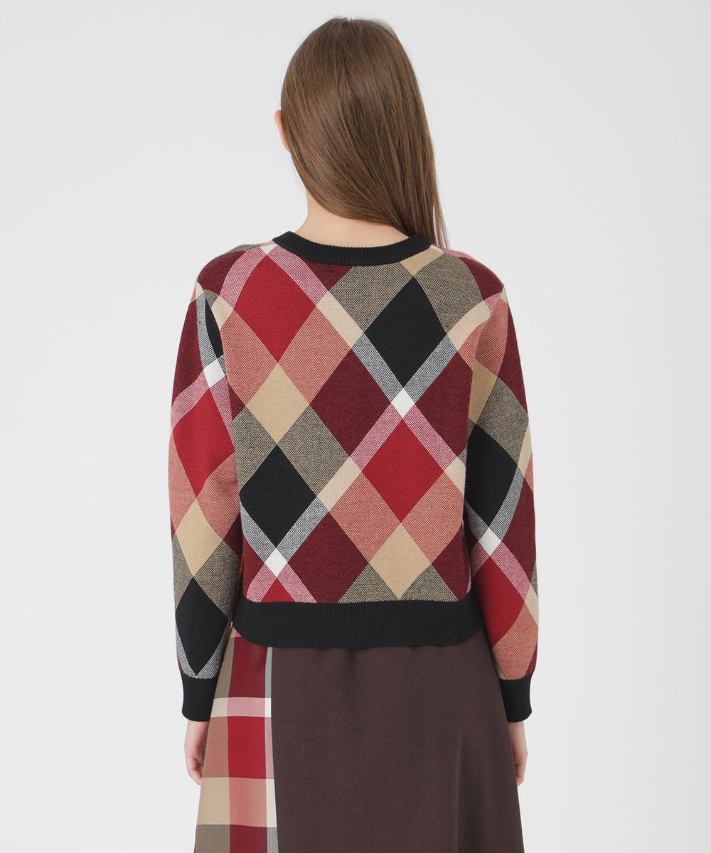クレストブリッジチェックウーリージャカードプルオーバー（ニット