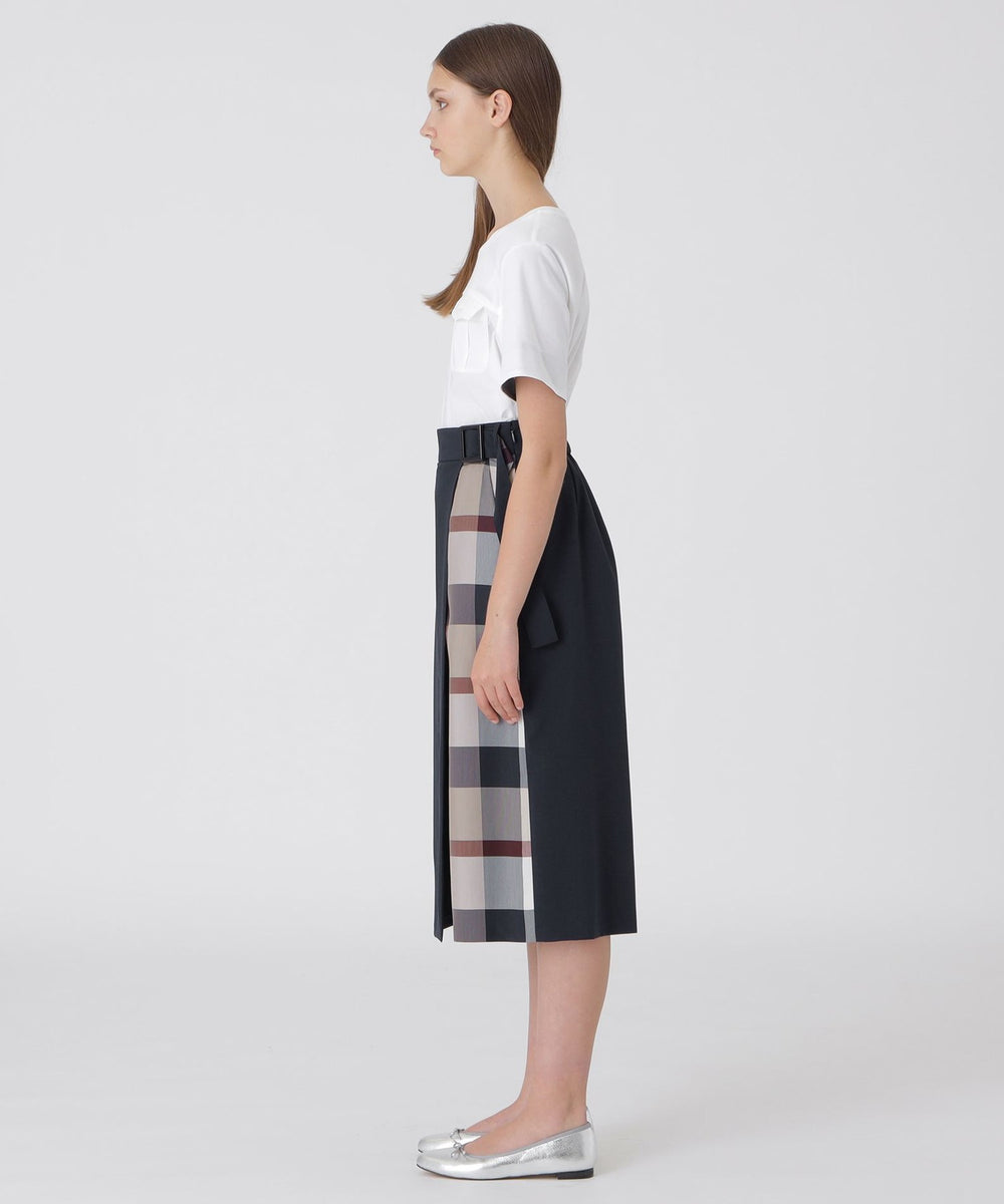 ハイカウントナノパーシャルチェックガウチョパンツ（パンツ）｜BLUE