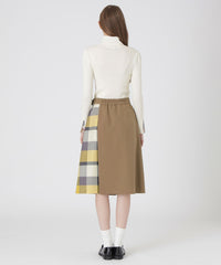 ウールライクツイルパーシャルチェックスカート（スカート）｜BLUE