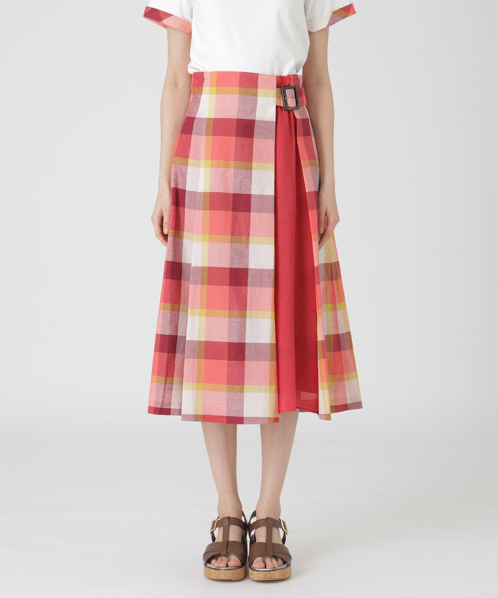 クレストブリッジチェックサイドベルトフレアスカート（スカート
