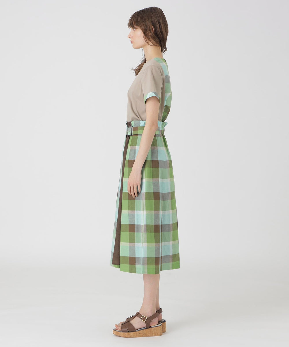 クレストブリッジチェックサイドベルトフレアスカート（スカート