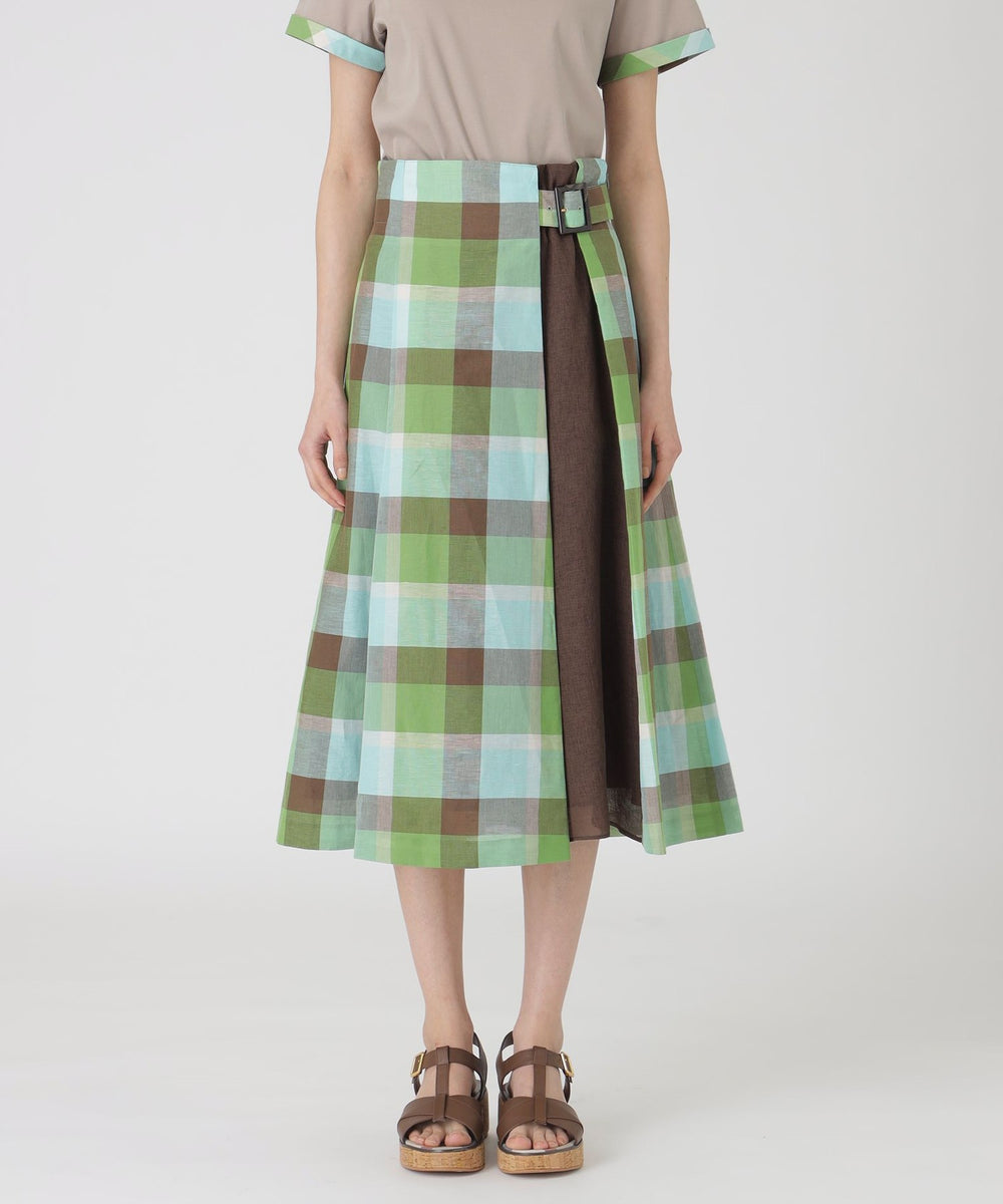 クレストブリッジチェックサイドベルトフレアスカート（スカート