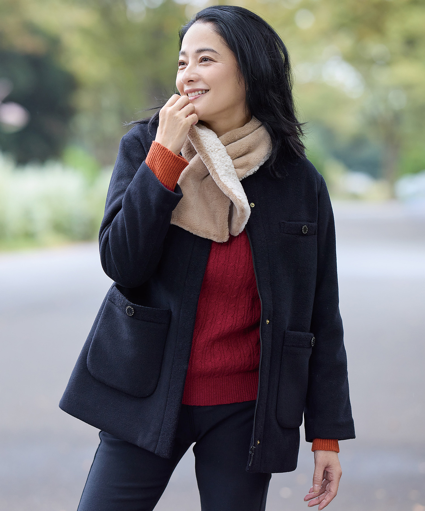 レディース 中綿 ノーカラー ジャケット通販 [0304-57404