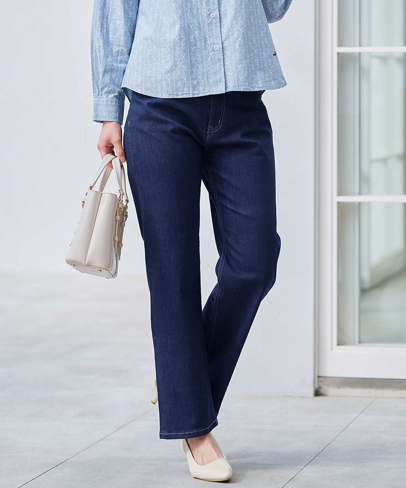 レディース ストレッチ ストレート デニムパンツ通販 [0305-61501