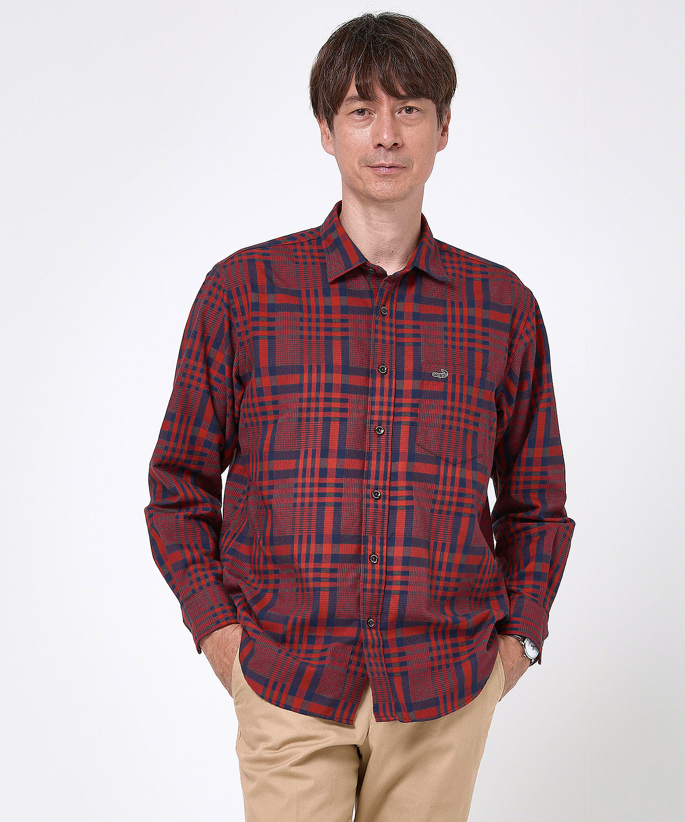 Admiral フラワー柄チェックTシャツ Lサイズ Admiral フラワー柄