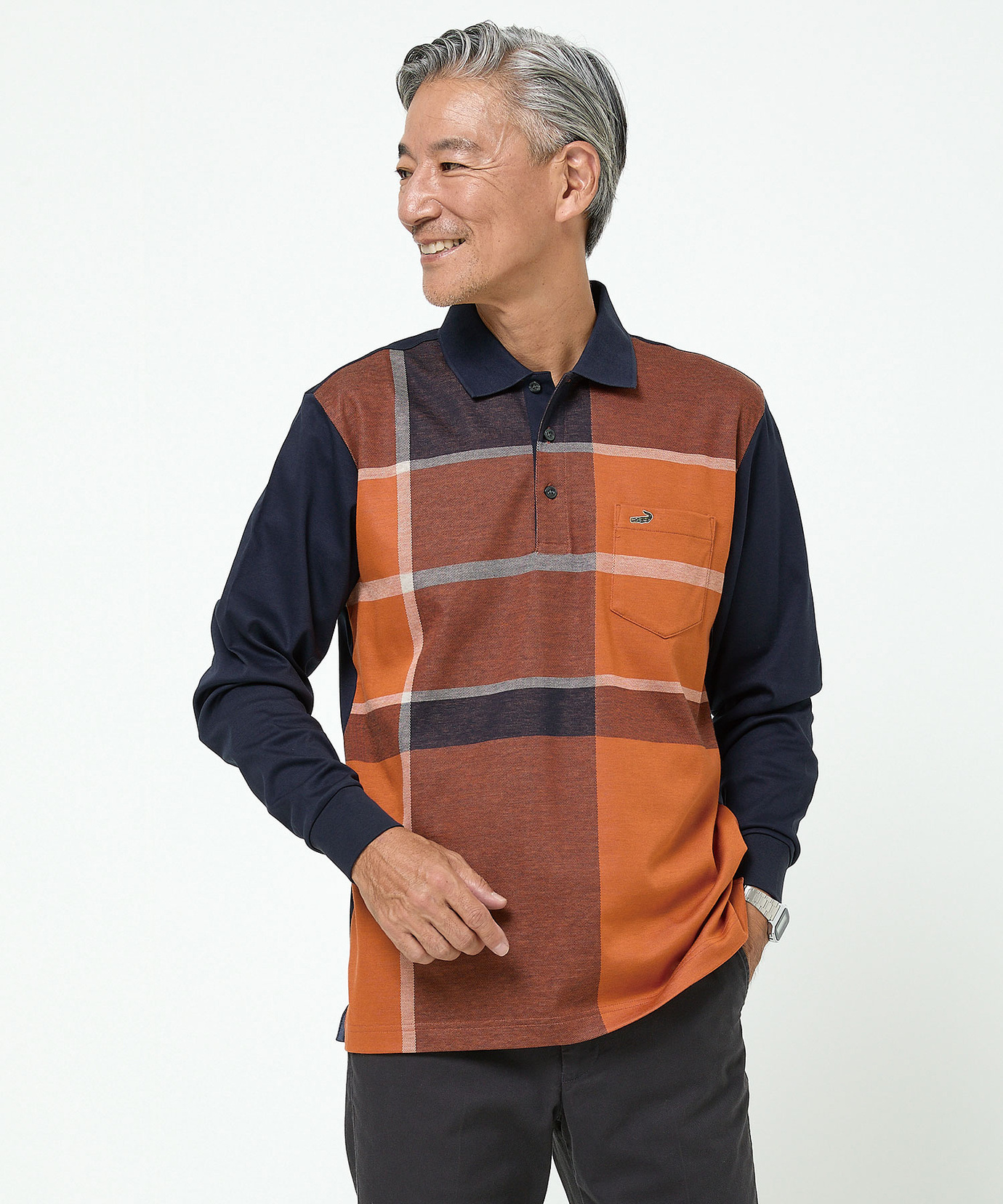 メンズ パネルチェック柄 ポロシャツ通販 [1002-55204] - クロコダイル