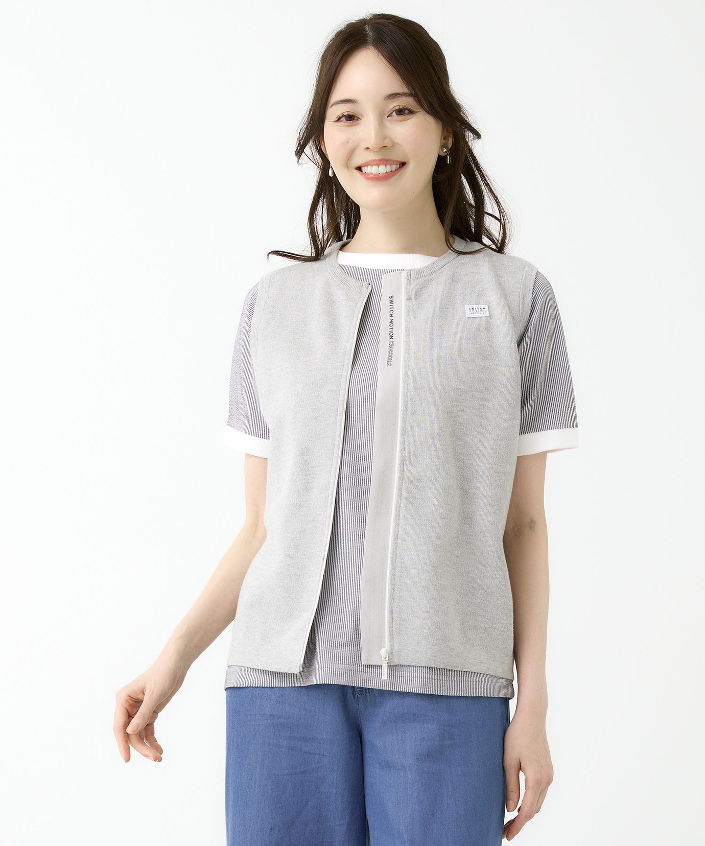 レディース ジップアップ ニット ベスト通販 [2003-55300