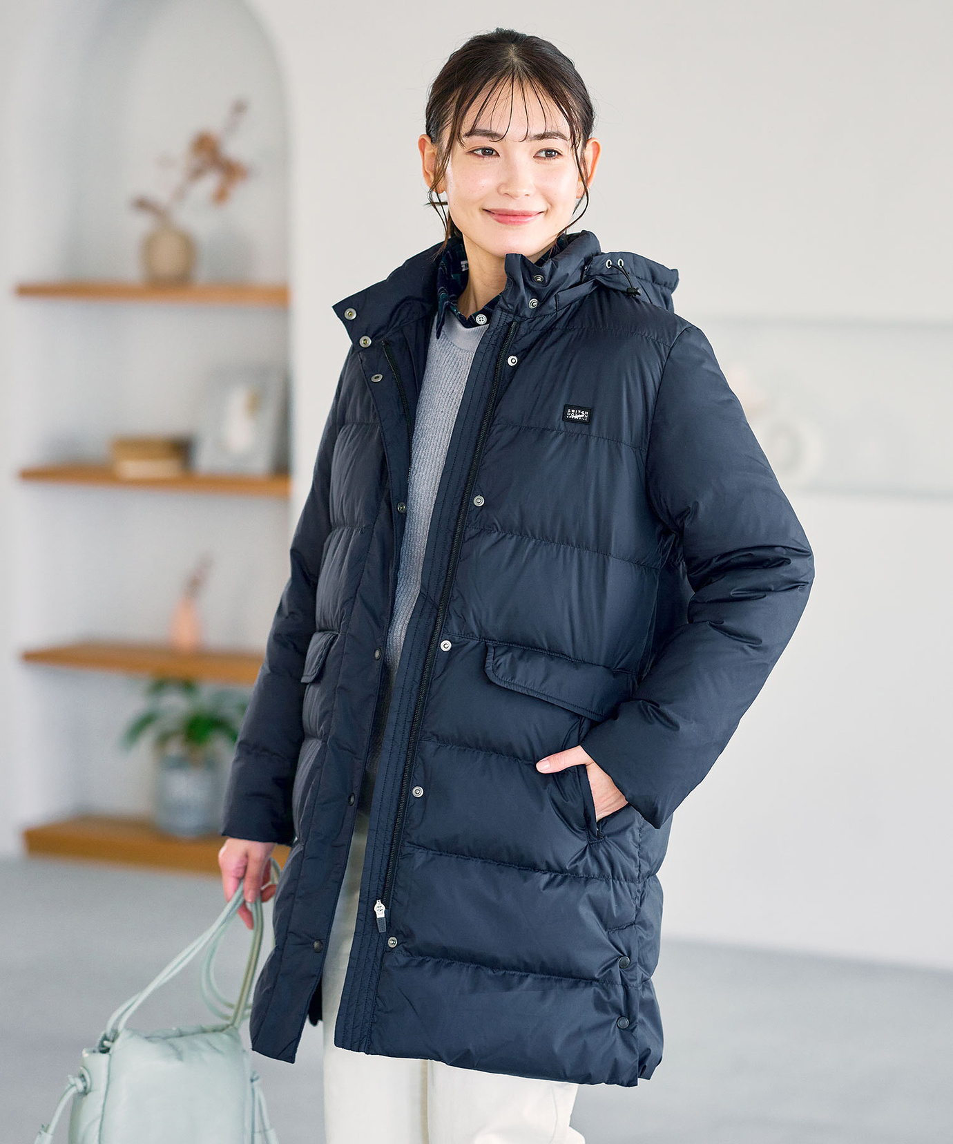 Svolme フード付きダウンコート ネイビー150-160 SVOLME フード付き