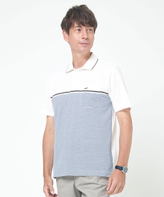 メンズ 襟ライン 切り替えボーダー柄 ポロシャツ通販 [1002-54229