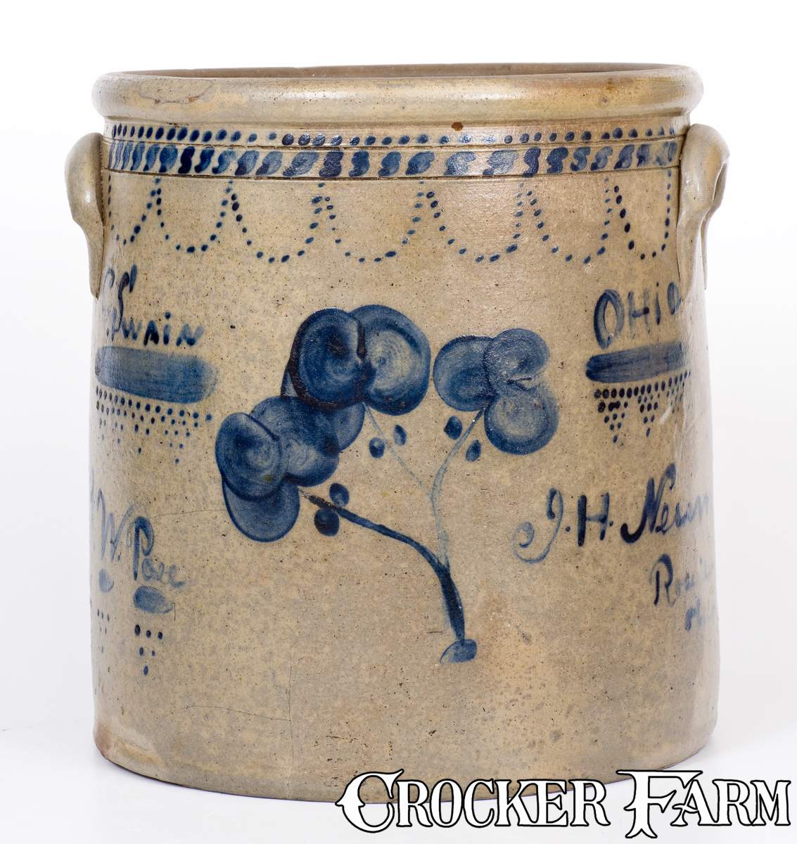 Exceedingly Rare and Important Roseville, Ohio Stoneware Crock