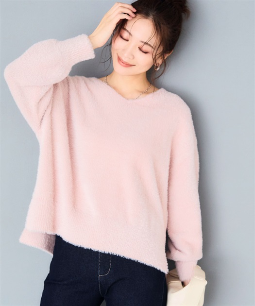 マシュマロフェザーV/ハイネックニット《洗える》【CF/クロス