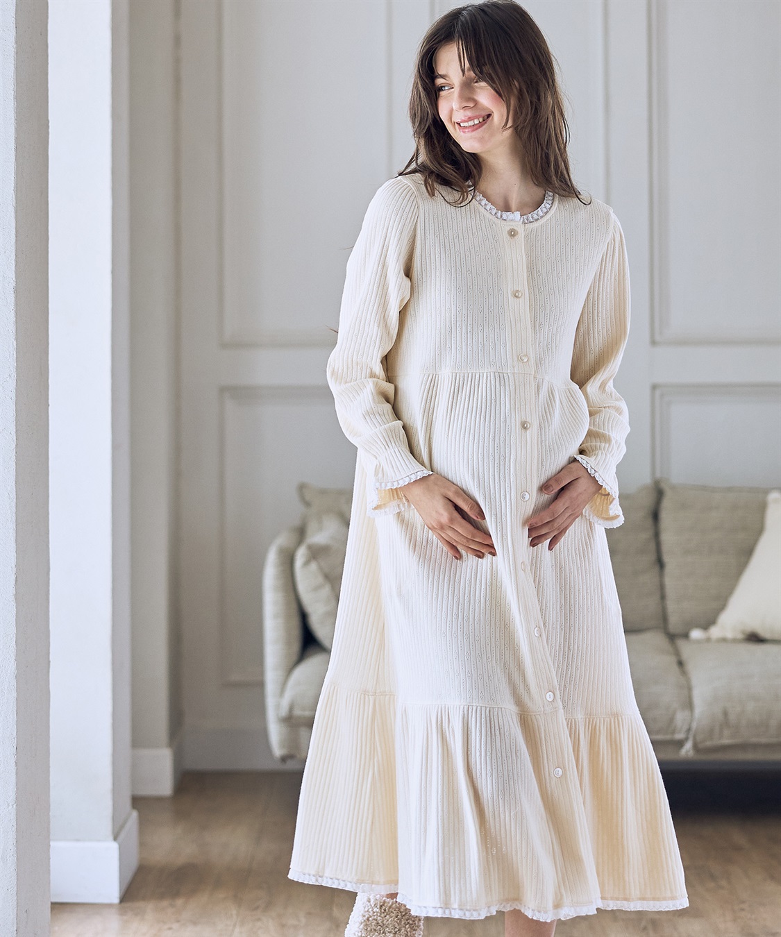 リブ×レース おそろママパジャマ（長袖） Rosemadame｜クロスプラス