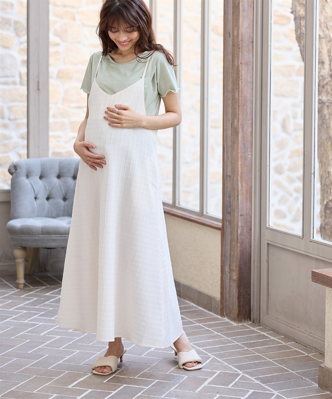 ジャガードチェックキャミワンピース× ラメカットソーセット