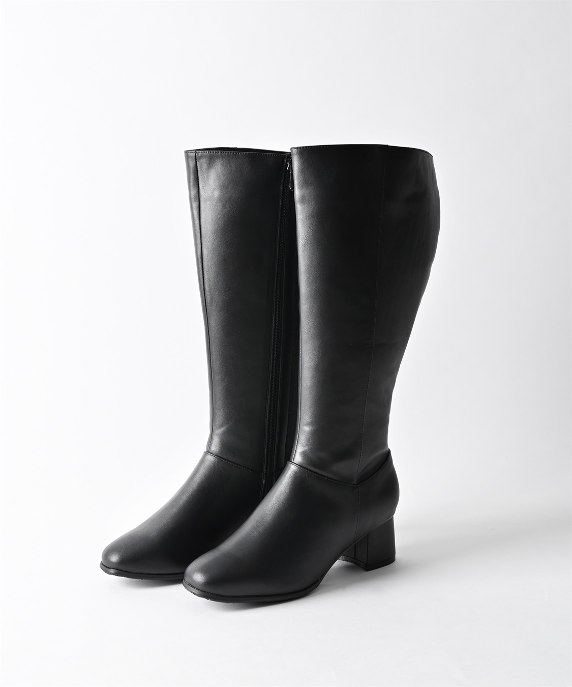 anyfee/プラスサイズ】5.5cmヒールロングブーツ（4E・甲高・幅広）《la