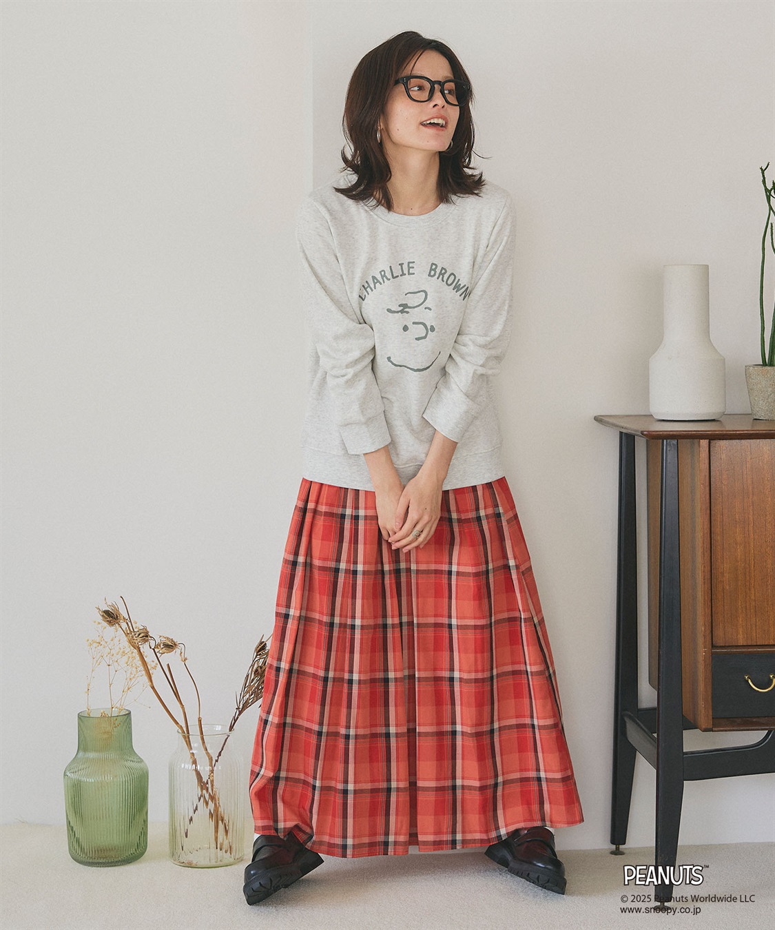 PEANUTS/ピーナッツ】チャーリーブラウンフロントプリント裏起毛