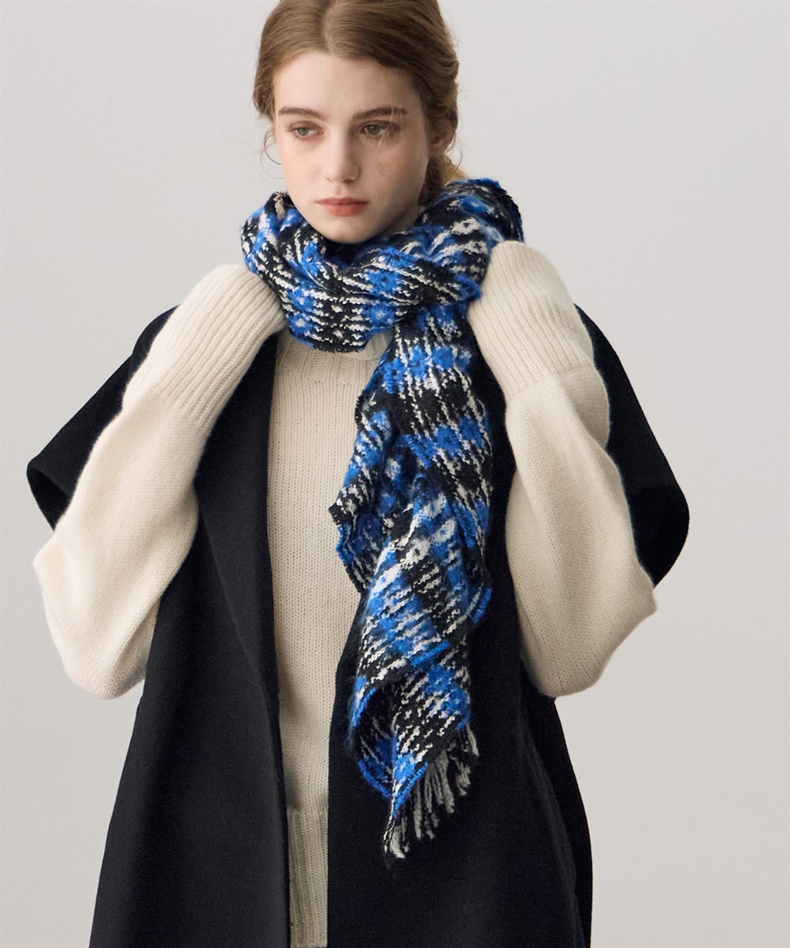 ツイード調チェック柄ストール ATSURO TAYAMA｜クロスプラス公式通販サイト