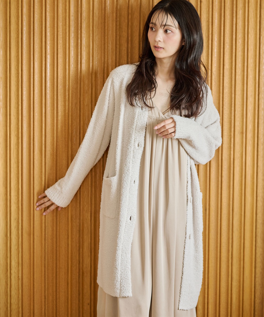 LAFUKU/ラフク】もちふわマシュマロニットロングガウンカーディガン