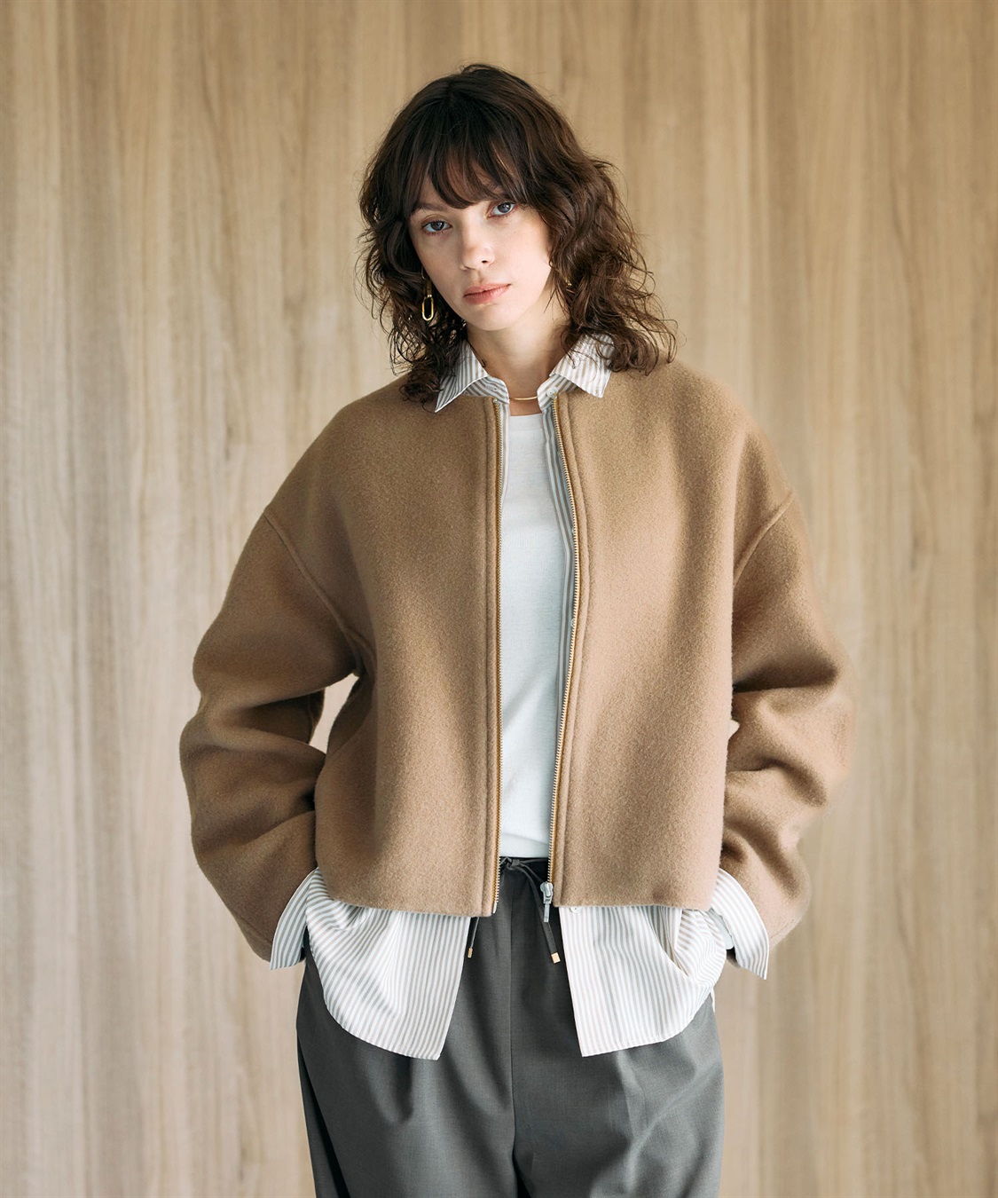 ウールメルトンショートジップリバーコート N.O.R.C｜クロスプラス公式