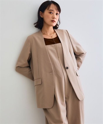 シワになりにくい》サマ美え リラックスノーカラージャケット CROSS