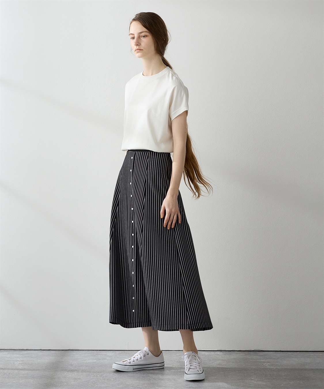 ストライプボタンスカート LE SOUK HOLIDAY｜クロスプラス公式通販サイト