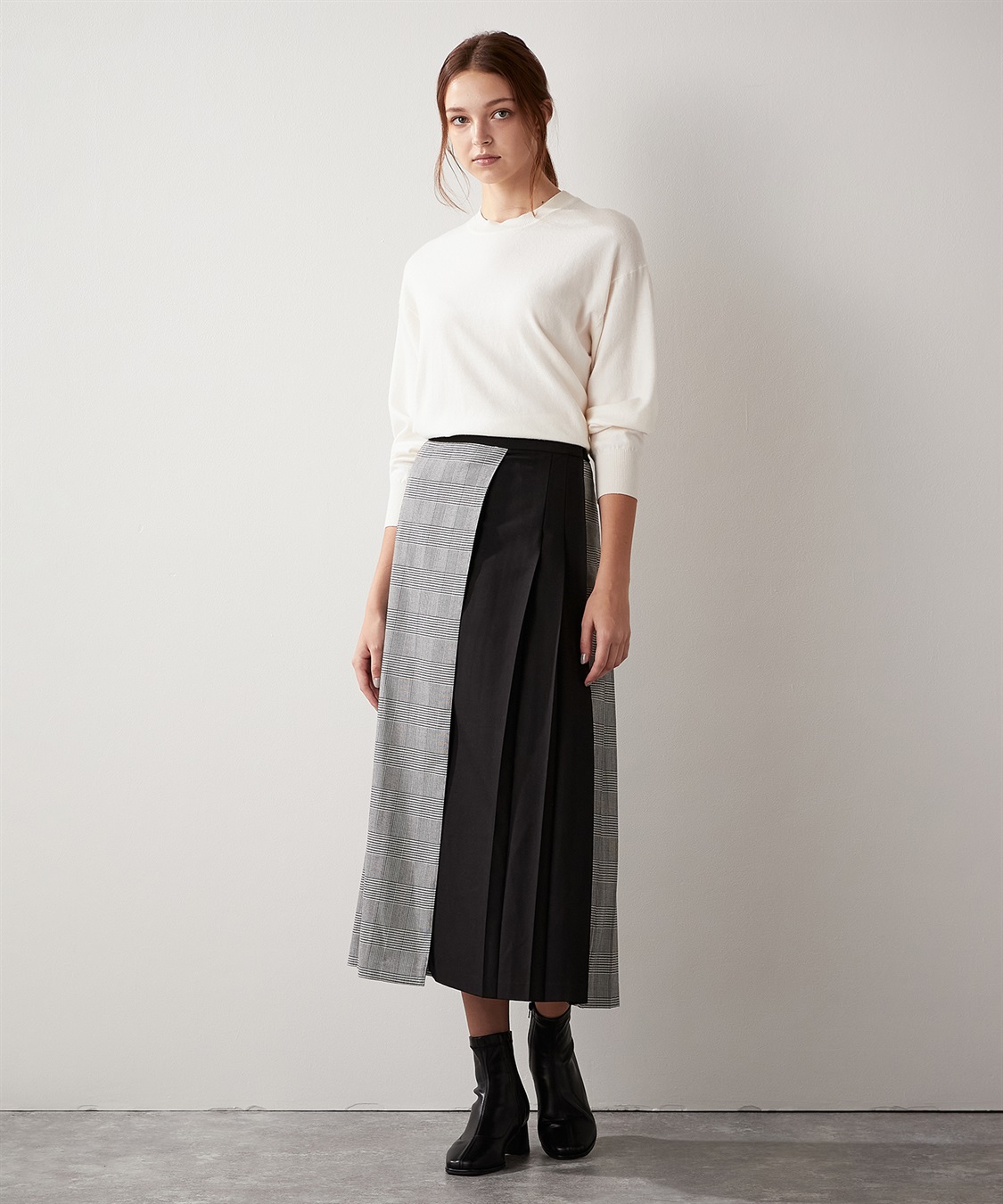 チェック切り替えプリーツスカート LE SOUK HOLIDAY｜クロスプラス公式