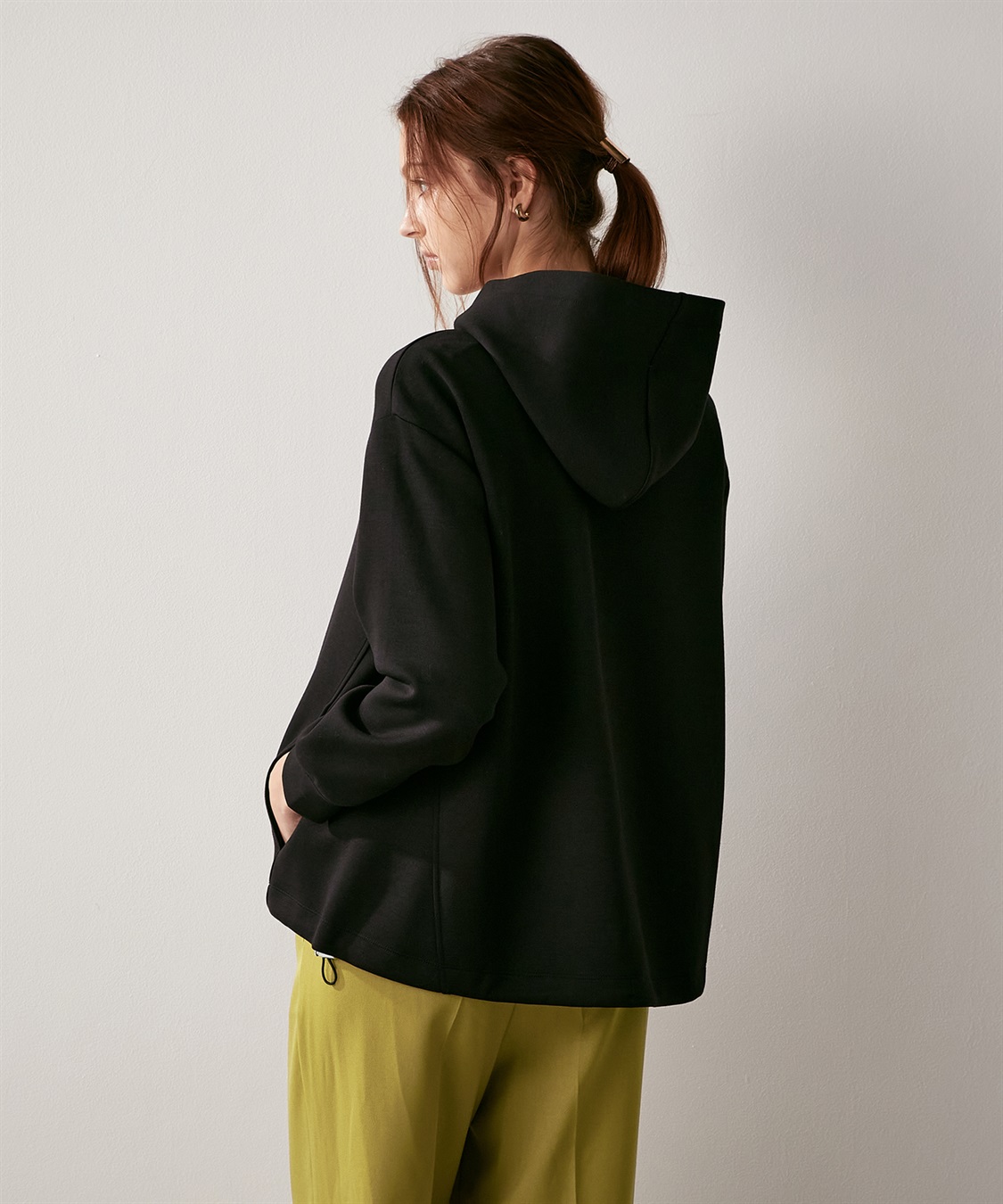 ERL パーカー L タオル地 勾玉デザイン ブラック フーディ ユーズド