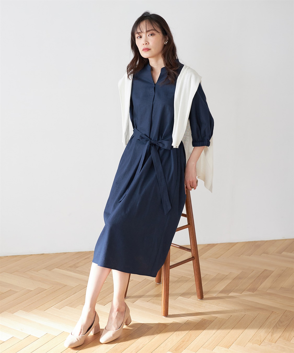 リネンブレンドロングカーディガン A/C DESIGN BY ALPHA CUBIC｜クロス