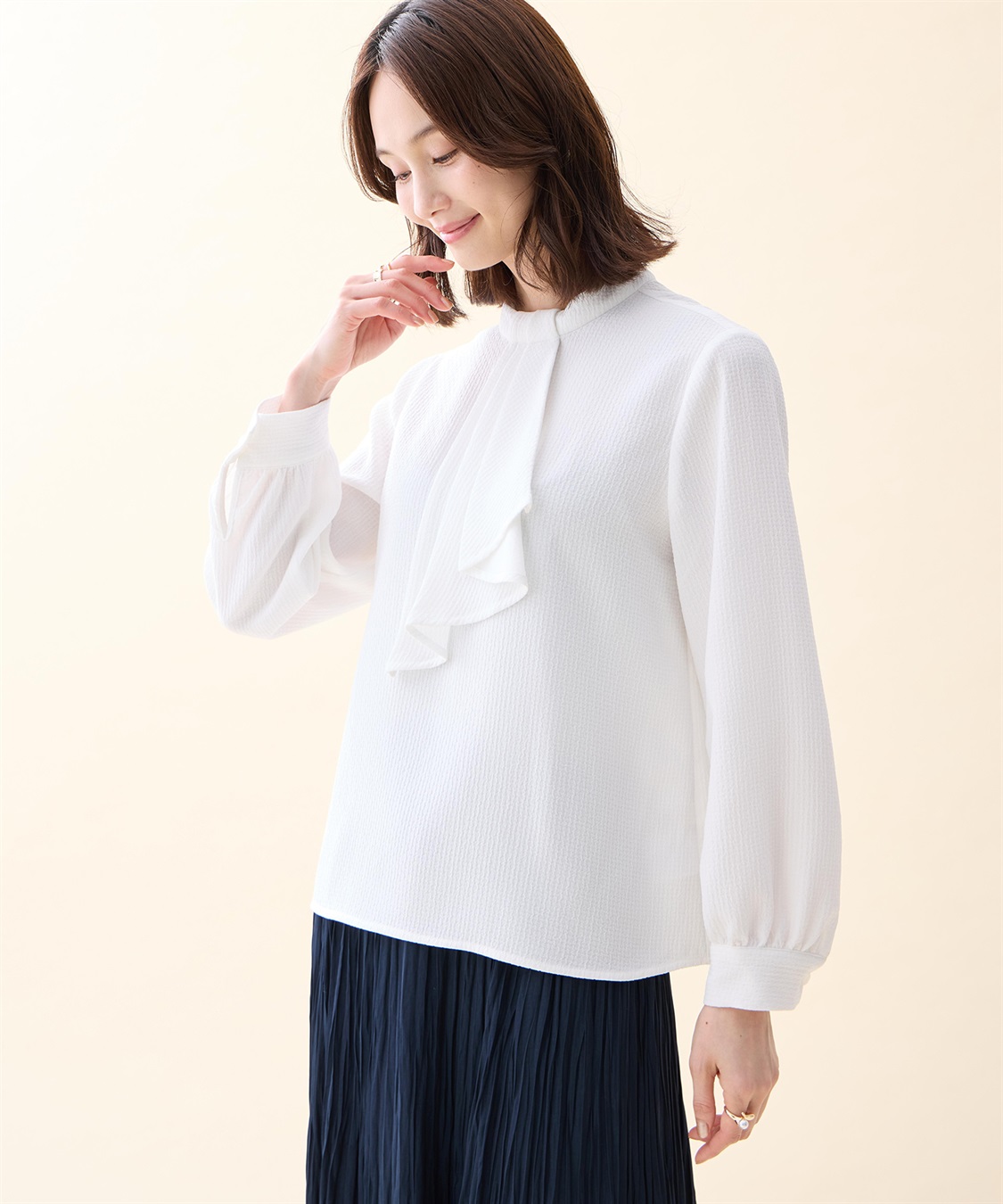 ジャガードボウタイブラウス A/C DESIGN BY ALPHA CUBIC｜クロスプラス