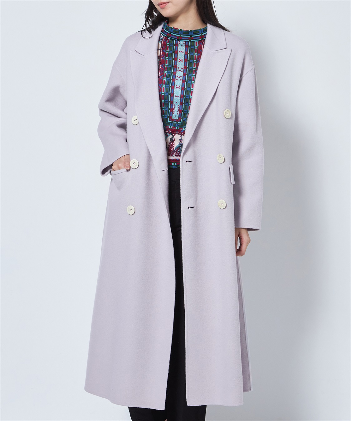 リバー仕立てダブルロングコート 49AV JUNKO SHIMADA｜クロスプラス