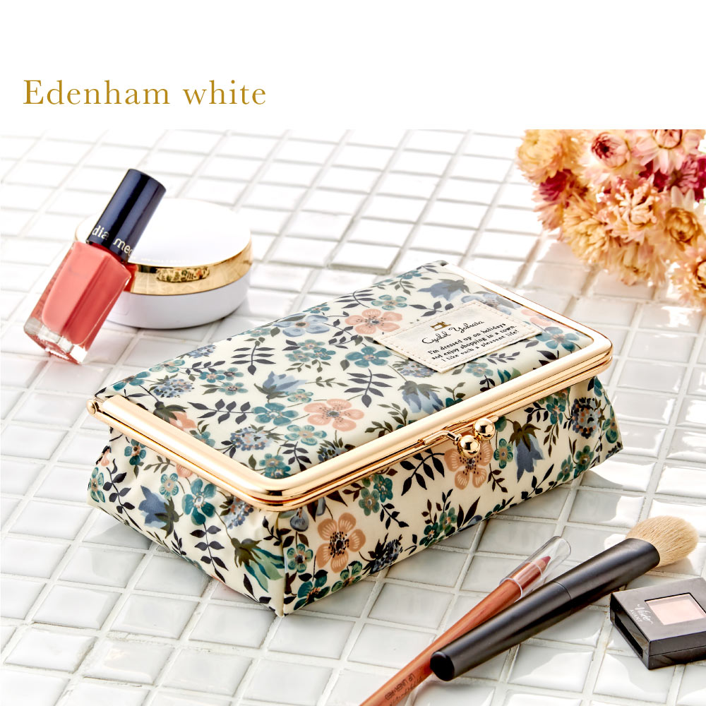 リバティプリント がま口 ミラー付き ボックス 鏡付き 化粧ポーチ