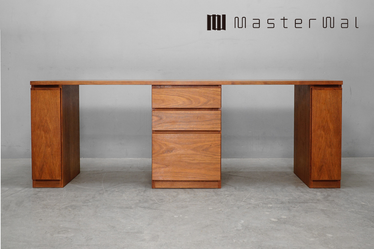 北海道民芸家具 文机 木製 ダークブラウン 3引き出し 北海道民芸家具