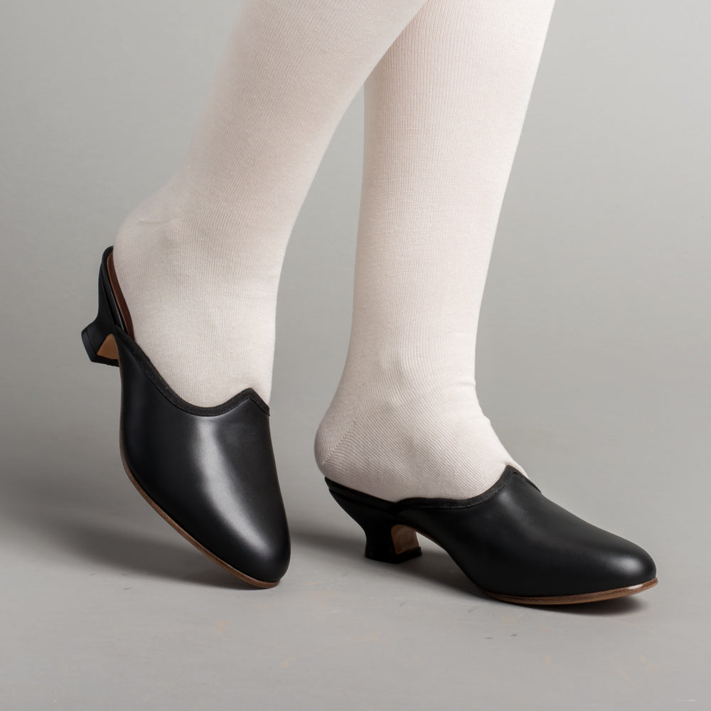 Sophie 18th Century Leather Mules (Black) – American Duchess