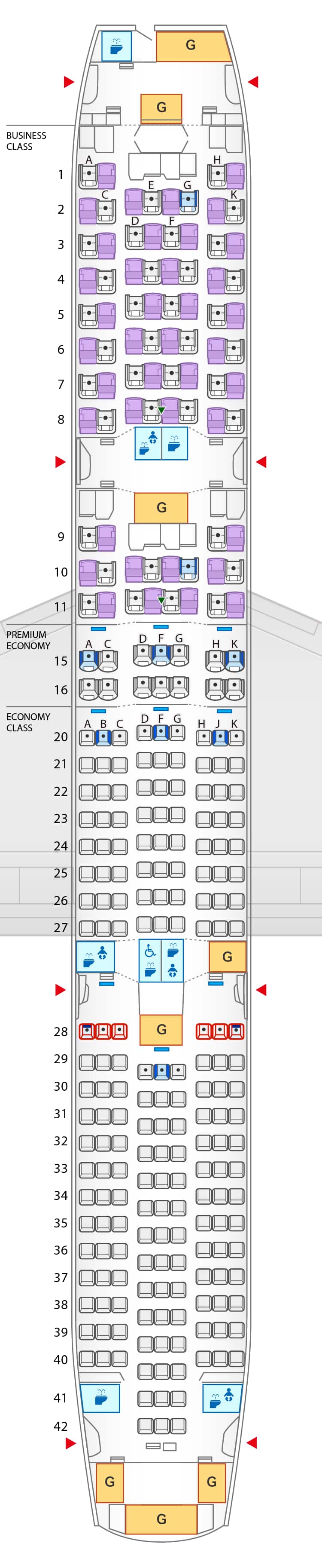 Boeing 787-9 (789)|Configuration・Seatmap|International flights|ANA