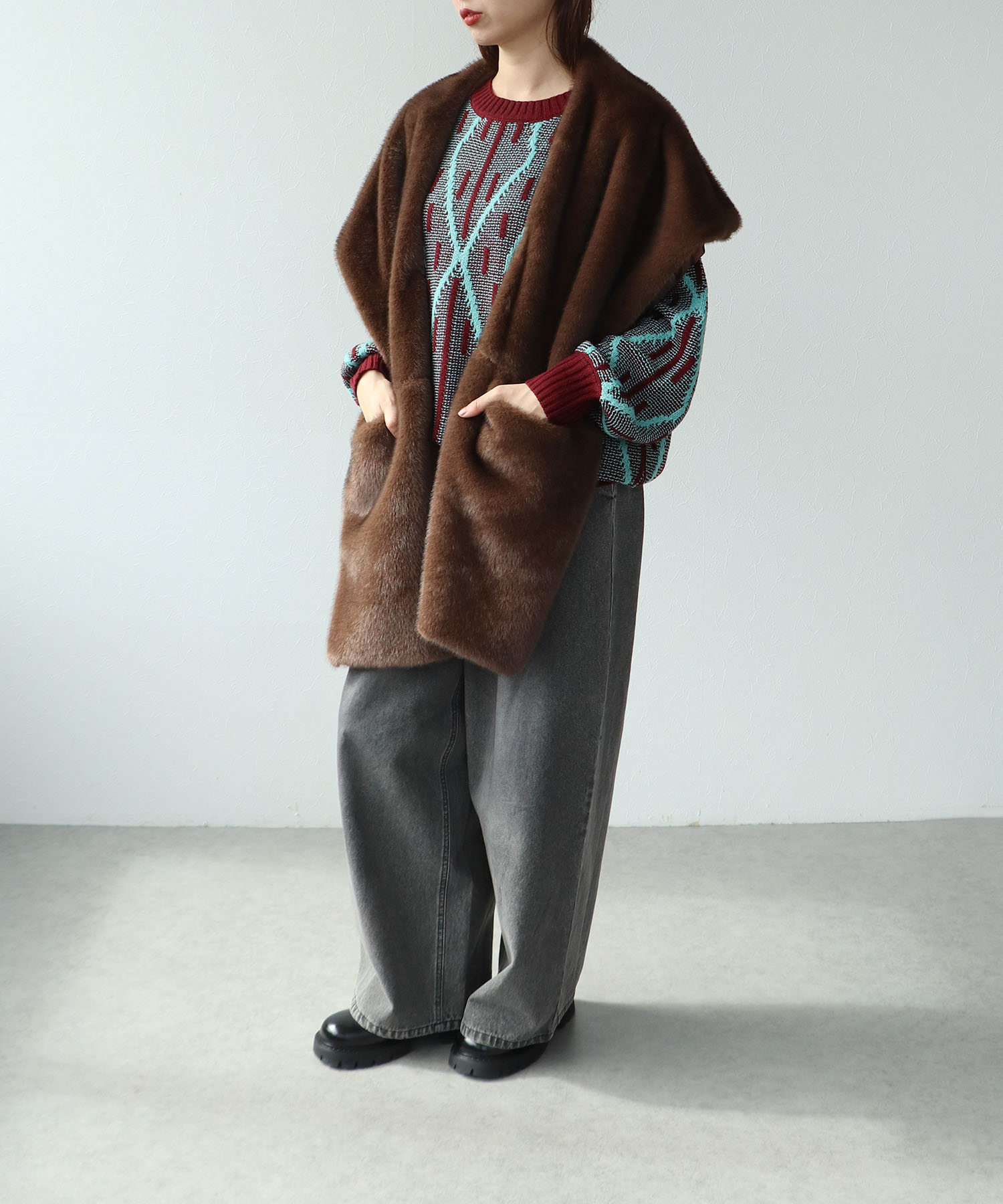 ミンクフェイクファーストール | AND ON JIONE STORE（アンドオン