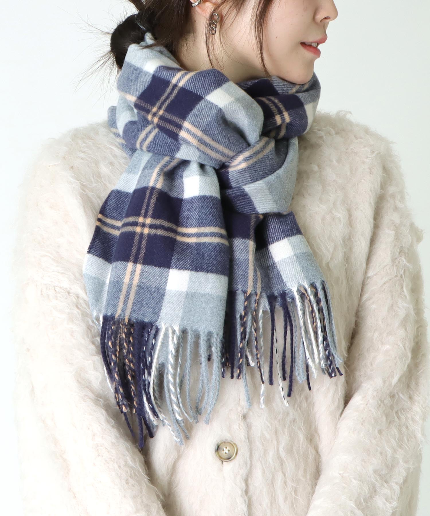 ソフトタッチ・チェック大判ストール 60×180 | AND ON JIONE STORE