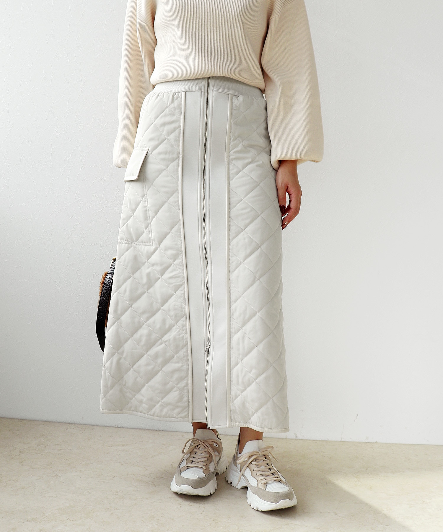キルティング フロントジップスカート | AND ON JIONE STORE