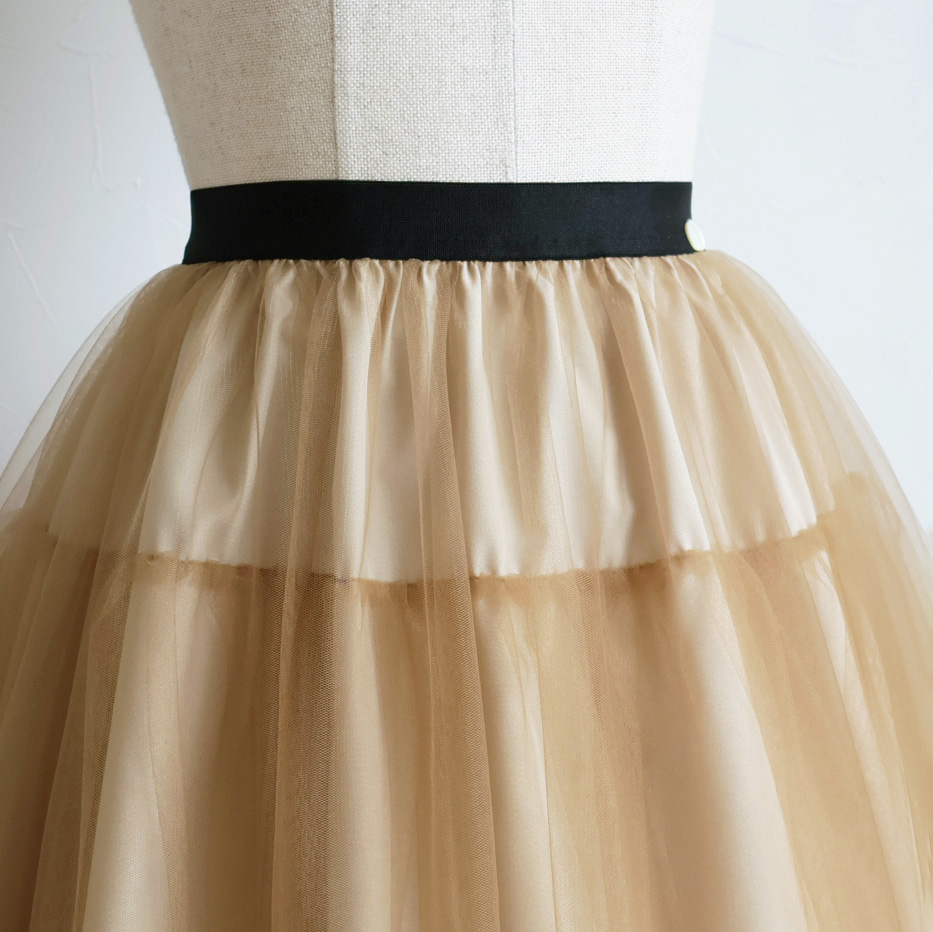 ミディ丈】ギャザー切り替えチュールスカート【JM2354BE】 商品詳細