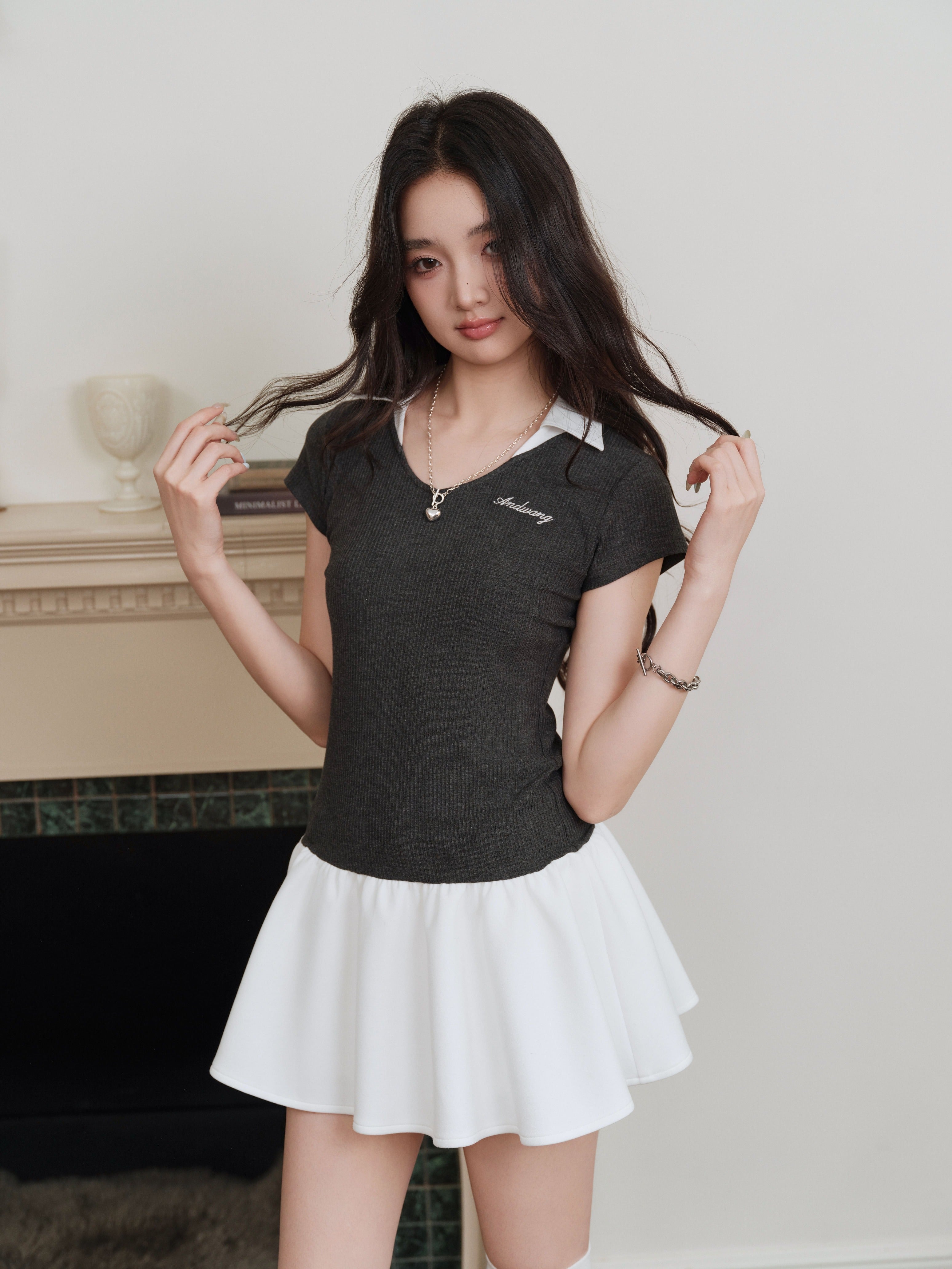 ワンピース andwang Uniform Pleated Mini Onepiece ANDWANG Uniform