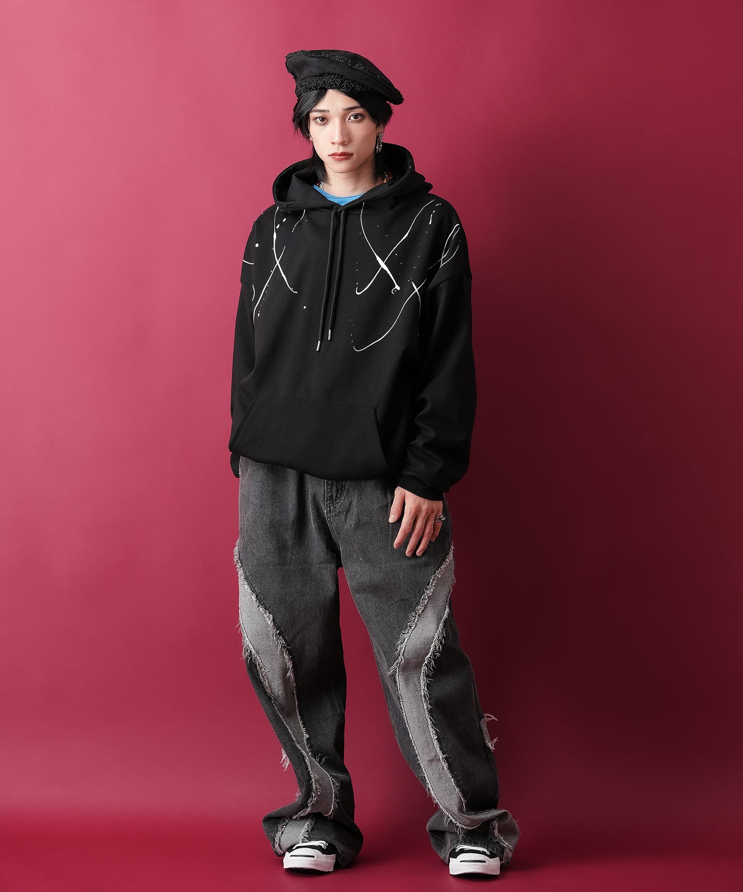 ペイントスウェットポンチプルオーバーパーカー / スエット メンズ