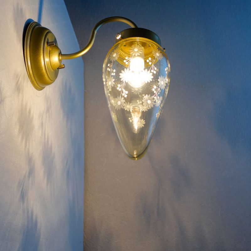 ポンポン花切子 ブラケットライト ほのお型 アンバー 藤本幸治